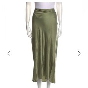 Reformation green silk midi skirt
